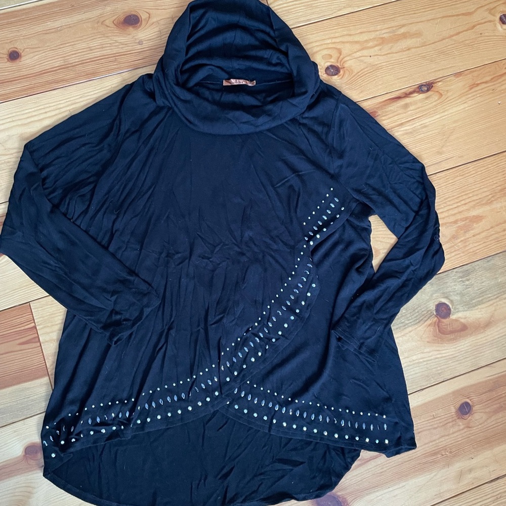 Belldini Black Cowl Neck Cardigan with Gems Size 2XL